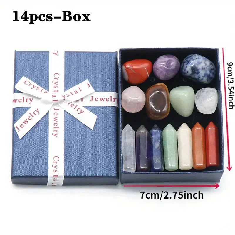 14pcs Natural Stone Set 7 Chakra Reiki Stone Quartz Mineral Ornament Home Decoration Craft Stones