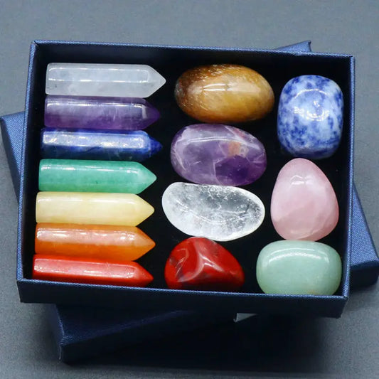 14pcs Natural Stone Set 7 Chakra Reiki Stone Quartz Mineral Ornament Home Decoration Craft Stones
